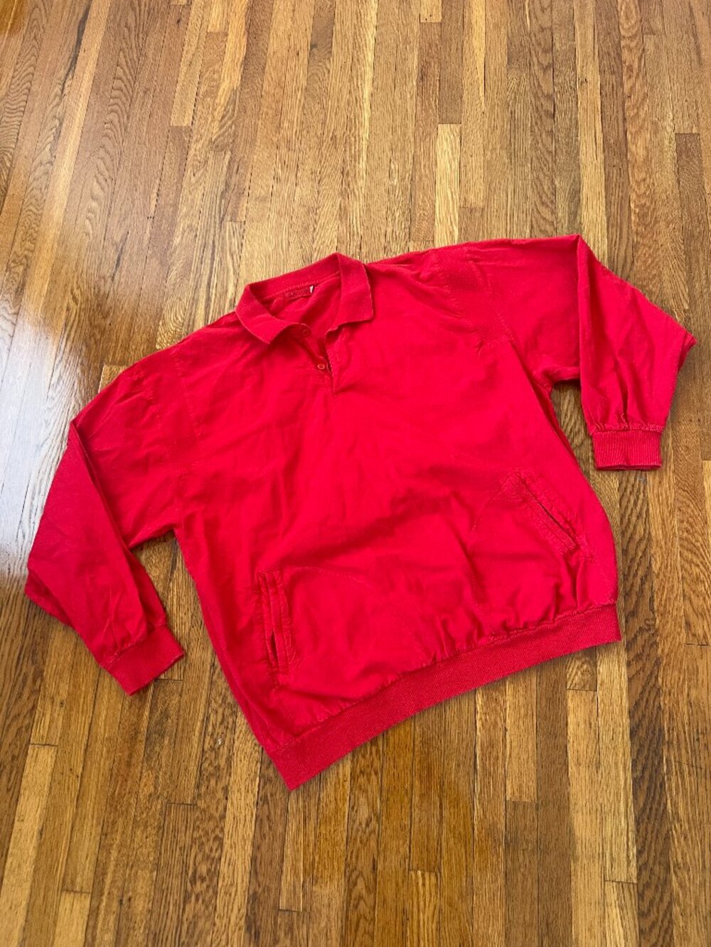 Vintage 90s Pullover Collared Hand Pocket Red Shirt - Men's Medium/Large